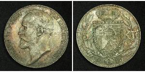 5 Krone Liechtenstein Plata Johann II, Prince of Liechtenstein (1840-1929)