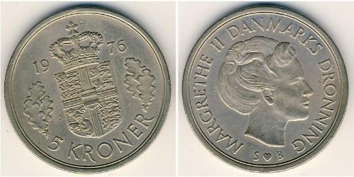 5 Krone Danimarca Rame/Nichel Margherita II di Danimarca (1940-)