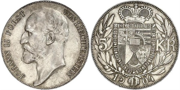 5 Krone Liechtenstein Silver Johann II, Prince of Liechtenstein (1840-1929)