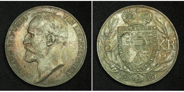 5 Krone Liechtenstein Silver Johann II, Prince of Liechtenstein (1840-1929)