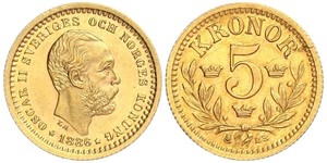 5 Krone 瑞典 金 奧斯卡二世 (1829-1907)