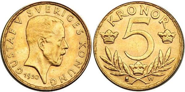 5 Krone 瑞典 金 古斯塔夫五世 (1858 - 1950)