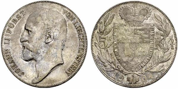 5 Krone Liechtenstein 銀 Johann II, Prince of Liechtenstein (1840-1929)