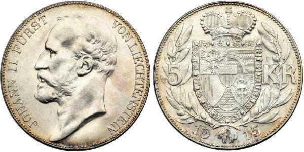 5 Krone Liechtenstein 銀 Johann II, Prince of Liechtenstein (1840-1929)