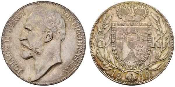 5 Krone Liechtenstein 銀 Johann II, Prince of Liechtenstein (1840-1929)
