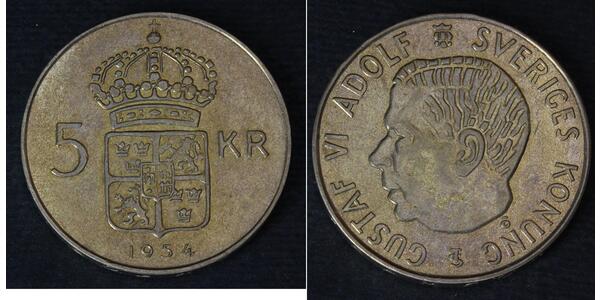 5 Krone 瑞典 銀 古斯塔夫六世·阿道夫 (1882 - 1973)