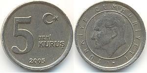 5 Kurush Türkei (1923 - ) Messing/Nickel 