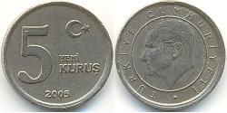 5 Kurush Turquía (1923 - ) Níquel/Latón 
