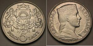 5 Lats Lettonia (1991 - ) Argento 