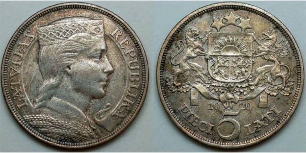 5 Lats Lettonia (1991 - ) Argento 