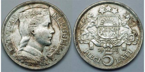 5 Lats Lettonia (1991 - ) Argento 