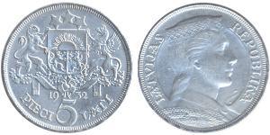 5 Lats Letonia (1991 - ) Plata 