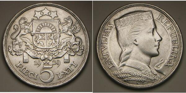 5 Lats Letonia (1991 - ) Plata 