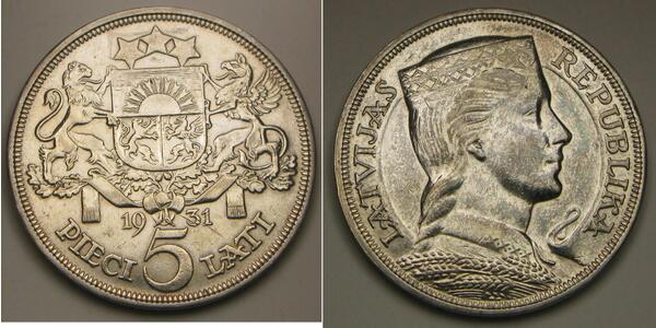 5 Lats Letonia (1991 - ) Plata 