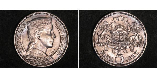 5 Lats Letonia (1991 - ) Plata 