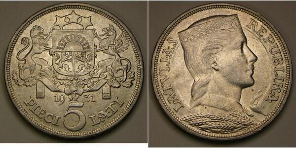 5 Lats Letonia (1991 - ) Plata 