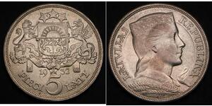 5 Lats Lettland (1991 - ) Silber 