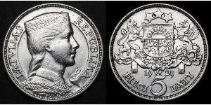 5 Lats Lettland (1991 - ) Silber 