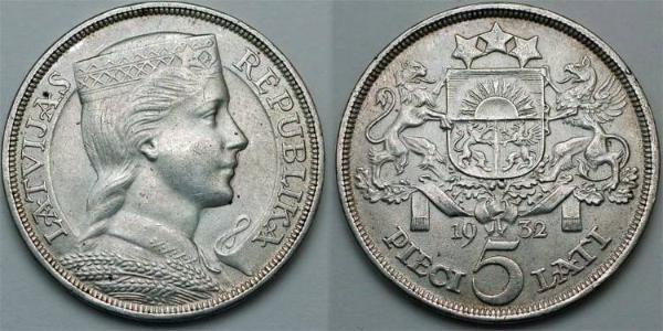 5 Lats Lettland (1991 - ) Silber 