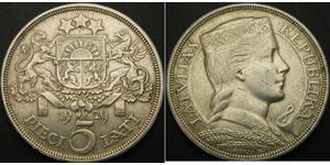 5 Lats Latvia (1991 - ) Silver 