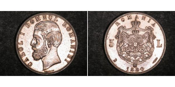 5 Leu Regno di Romania (1881-1947) Argento Carlo I di Romania (1839 - 1914)