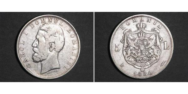 5 Leu Regno di Romania (1881-1947) Argento Carlo I di Romania (1839 - 1914)
