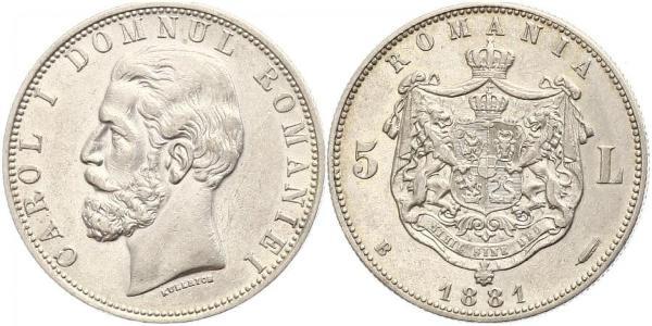 5 Leu Regno di Romania (1881-1947) Argento Carlo I di Romania (1839 - 1914)