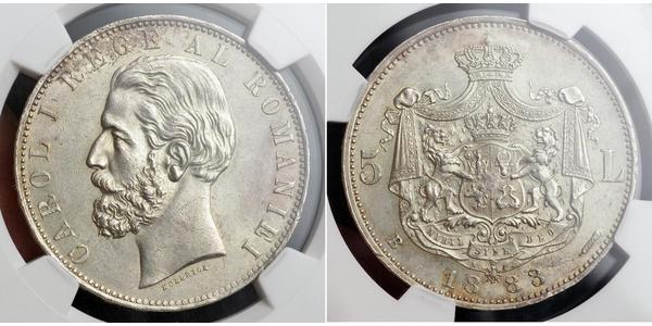 5 Leu Regno di Romania (1881-1947) Argento Carlo I di Romania (1839 - 1914)