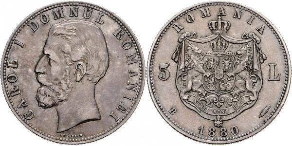 5 Leu Romania Argento Carlo I di Romania (1839 - 1914)