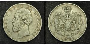 5 Leu Reino de Rumanía (1881-1947) Plata Carlos I de Rumania (1839 - 1914)