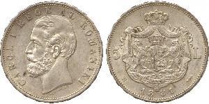 5 Leu Reino de Rumanía (1881-1947) Plata Carlos I de Rumania (1839 - 1914)