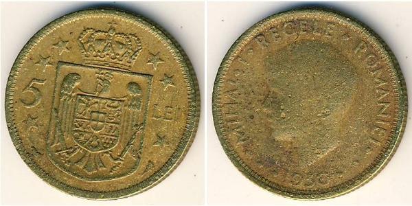 5 Lev Regno di Romania (1881-1947) Ottone/Nichel 