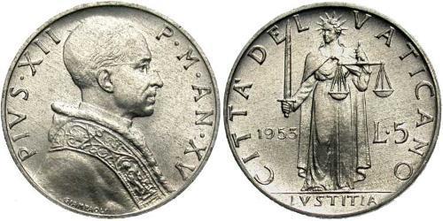 5 Lira Vatican (1926-) Aluminio Pío XII (1876 - 1958)