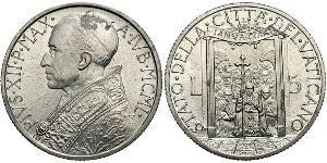 5 Lira Vatikan (1926-) Aluminium Pius XII  (1876 - 1958)