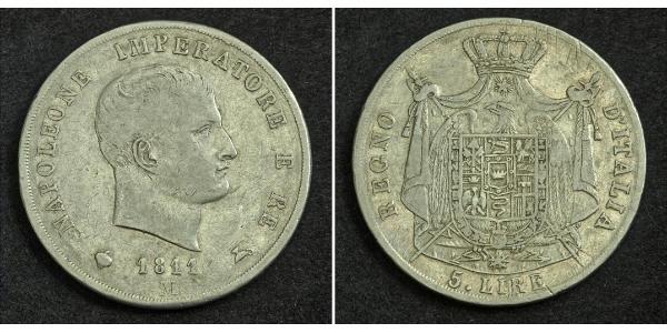 5 Lira Italie Argent Napoléon Ier(1769 - 1821)