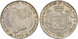 5 Lira Italie / Duché de Parme et de Plaisance (1545 - 1859) Argent Marie-Louise d