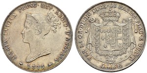 5 Lira Italie / Duché de Parme et de Plaisance (1545 - 1859) Argent Marie-Louise d