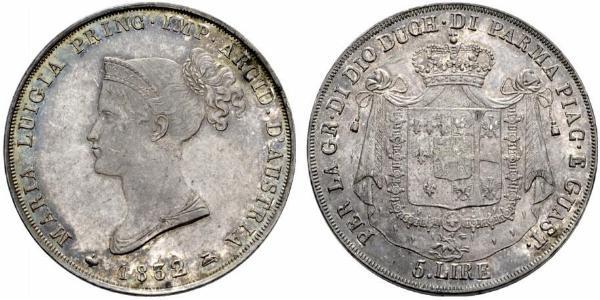 5 Lira Italie / Duché de Parme et de Plaisance (1545 - 1859) Argent Marie-Louise d