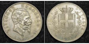 5 Lira Kingdom of Italy (1861-1946) Argent Victor Emmanuel II of Italy (1820 - 1878)