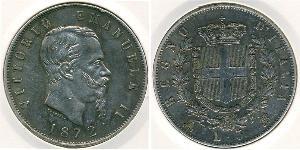 5 Lira Kingdom of Italy (1861-1946) Argent Victor Emmanuel II of Italy (1820 - 1878)