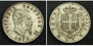 5 Lira Kingdom of Italy (1861-1946) Argent Victor Emmanuel II of Italy (1820 - 1878)
