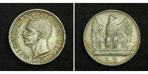 5 Lira Kingdom of Italy (1861-1946) Argent Victor-Emmanuel III d