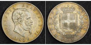 5 Lira Kingdom of Italy (1861-1946) Argent Victor Emmanuel II of Italy (1820 - 1878)