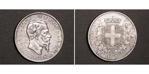 5 Lira Kingdom of Italy (1861-1946) Argent Victor Emmanuel II of Italy (1820 - 1878)