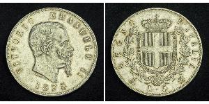 5 Lira Kingdom of Italy (1861-1946) Argent Victor Emmanuel II of Italy (1820 - 1878)