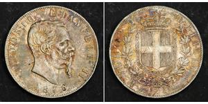 5 Lira Kingdom of Italy (1861-1946) Argent Victor Emmanuel II of Italy (1820 - 1878)