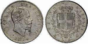 5 Lira Kingdom of Italy (1861-1946) Argent Victor Emmanuel II of Italy (1820 - 1878)