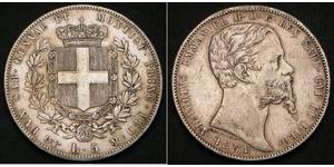 5 Lira Kingdom of Italy (1861-1946) Argent Victor Emmanuel II of Italy (1820 - 1878)