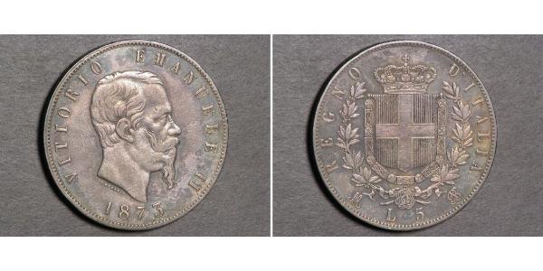 5 Lira Kingdom of Italy (1861-1946) Argent Victor Emmanuel II of Italy (1820 - 1878)
