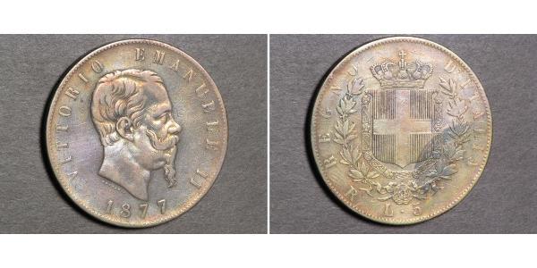 5 Lira Kingdom of Italy (1861-1946) Argent Victor Emmanuel II of Italy (1820 - 1878)
